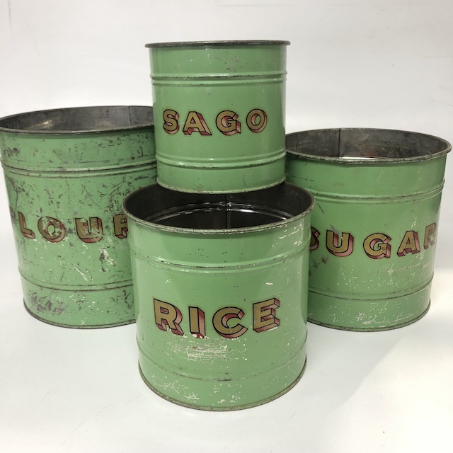 CANNISTER SET, Vintage Green Metal (Set of 4) 